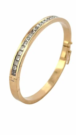 Bracelet jonc or jaune et diamants princesse