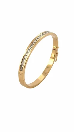 Bracelet jonc or jaune et diamants princesse