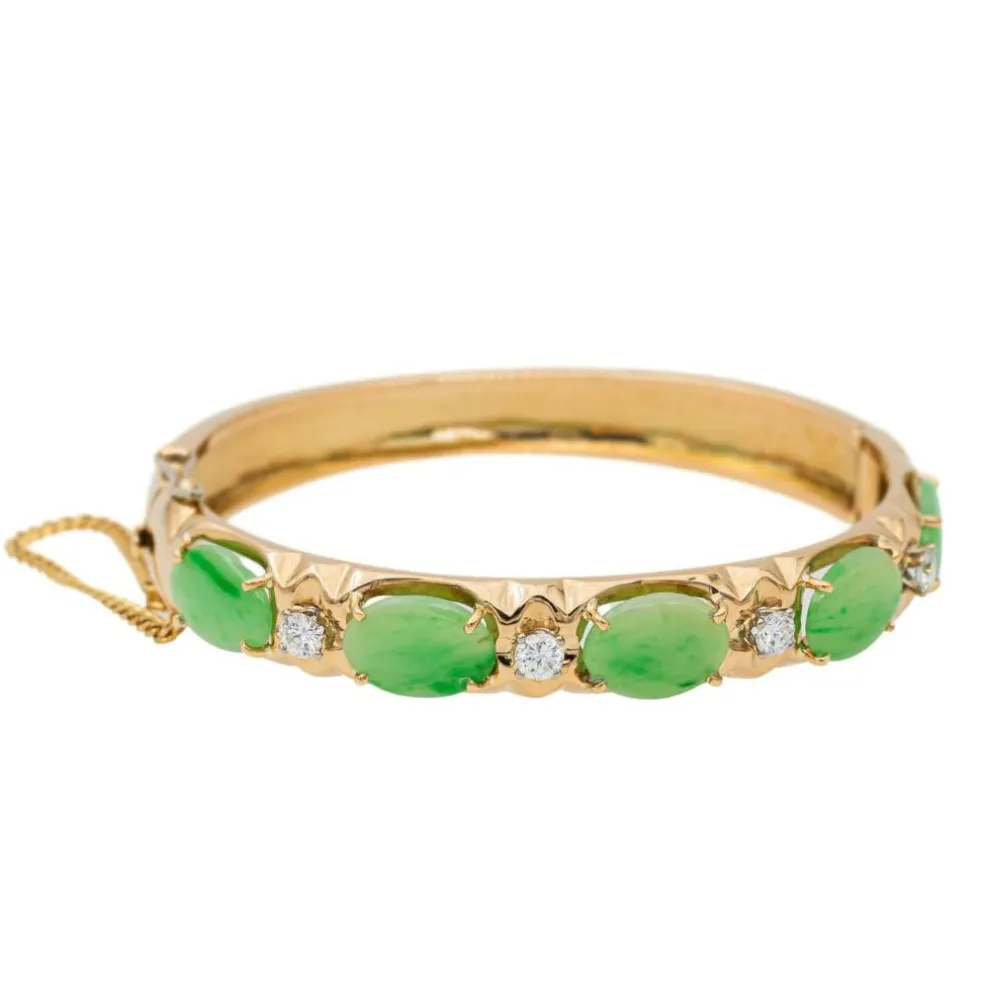 Bracelet Jonc Or jaune Jade Jadéite
