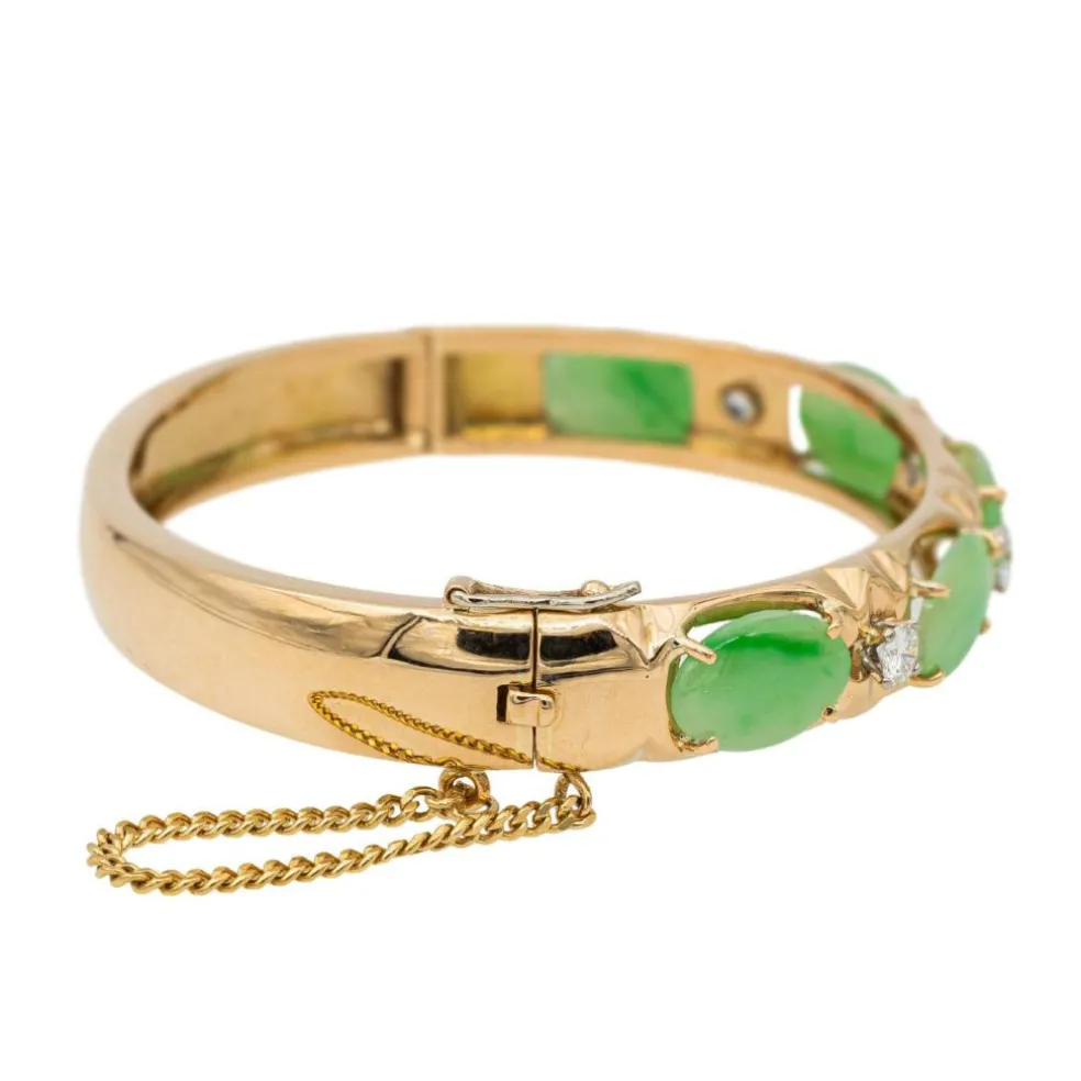 Bracelet Jonc Or jaune Jade Jadéite