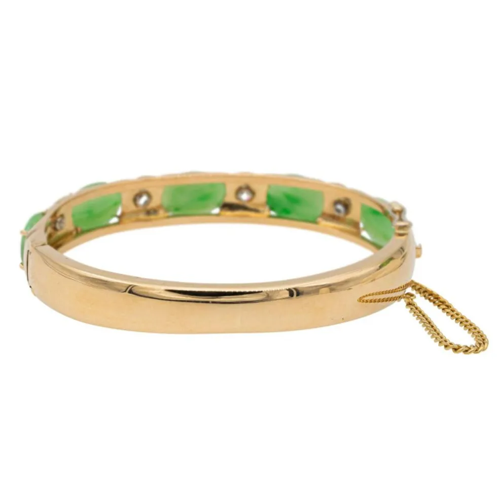Bracelet Jonc Or jaune Jade Jadéite