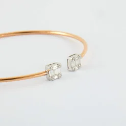 Bracelet jonc ou diamants roses
