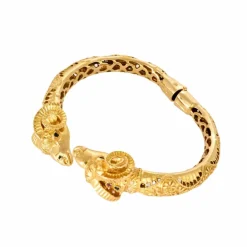 Bracelet jonc ouvrant en or jaune avec saphirs et diamants