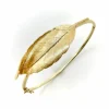 Bracelet jonc rétro feuille d'or
