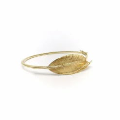 Bracelet jonc rétro feuille d'or