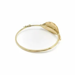 Bracelet jonc rétro feuille d'or