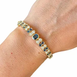 Bracelet jonc saphirs diamants
