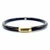 Bracelet jonc SOHO en or 18 carats et émail noir à rayures calligraphiques