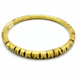 Bracelet jonc SOHO en or 18 carats émaillé à rayures tigrées