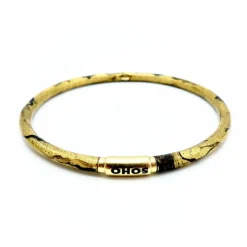 Bracelet jonc SOHO en or 18 carats émaillé à rayures calligraphiques dorées