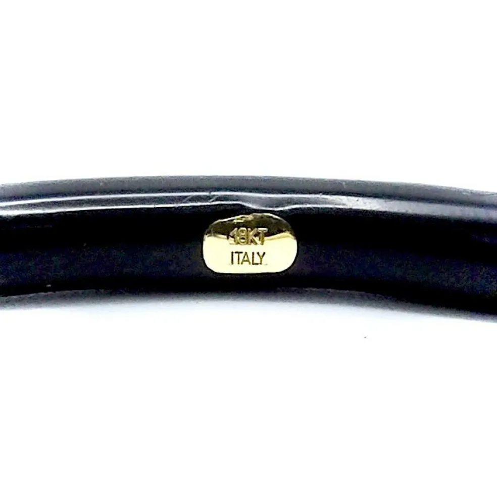 Bracelet jonc SOHO en or 18 carats et émail noir à rayures calligraphiques
