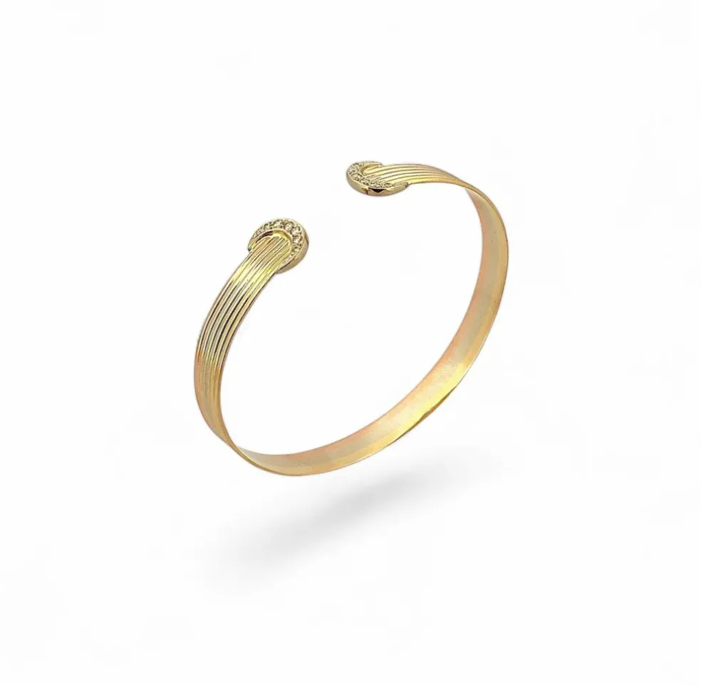Bracelet jonc vintage 3 ors et diamants