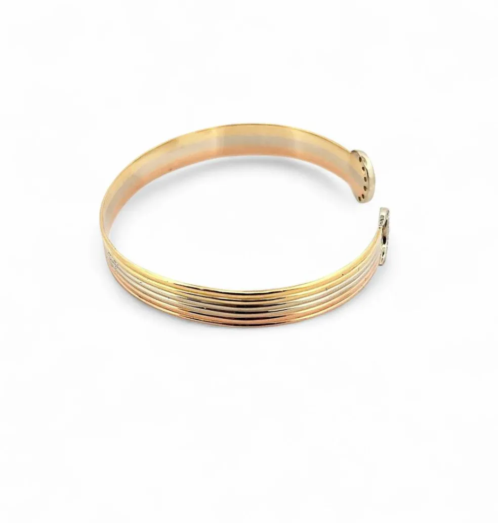 Bracelet jonc vintage 3 ors et diamants