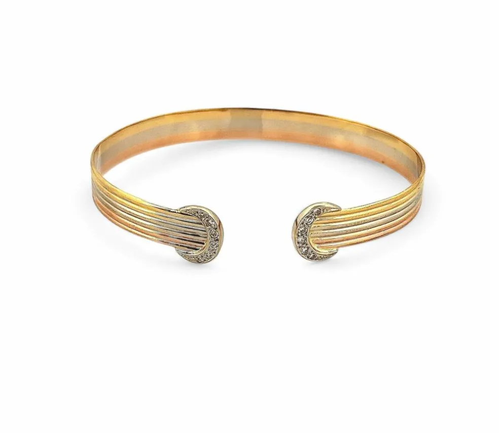 Bracelet jonc vintage 3 ors et diamants
