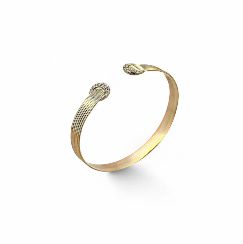 Bracelet jonc vintage 3 ors et diamants