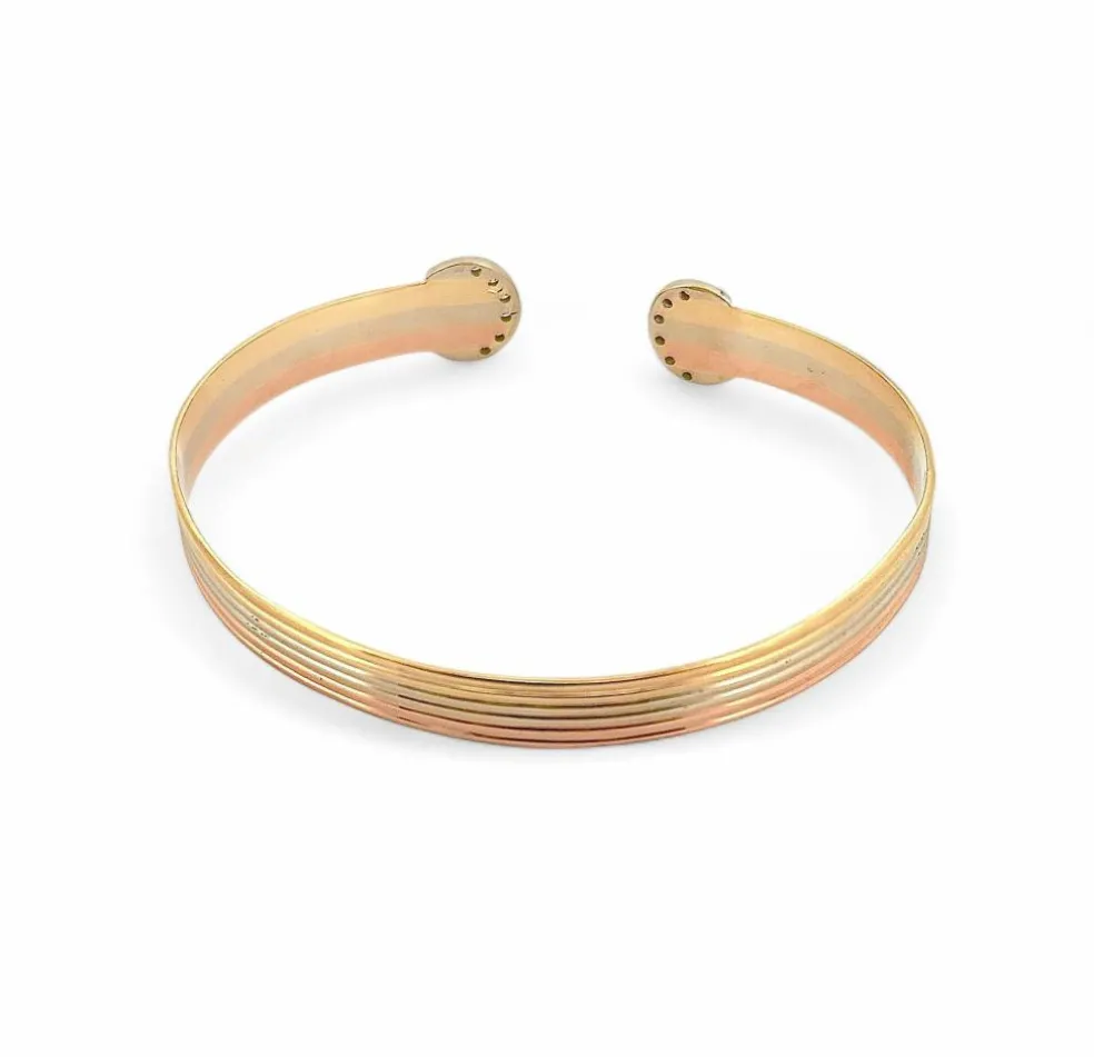 Bracelet jonc vintage 3 ors et diamants