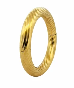 Bracelet jonc vintage godron or jaune