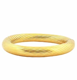 Bracelet jonc vintage godron or jaune
