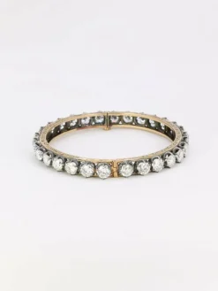 Bracelet jonc vintage or argent diamants 12 ct