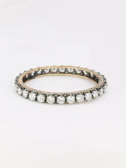 Bracelet jonc vintage or argent diamants 12 ct