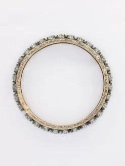Bracelet jonc vintage or argent diamants 12 ct
