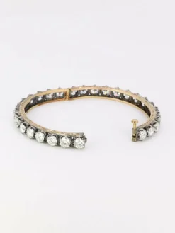 Bracelet jonc vintage or argent diamants 12 ct