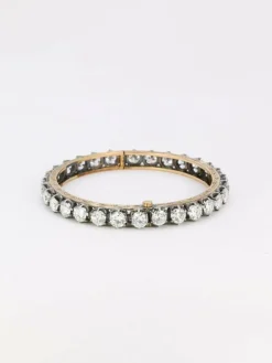 Bracelet jonc vintage or argent diamants 12 ct