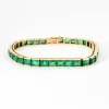 BRACELET LIGNE EMERAUDES OR JAUNE