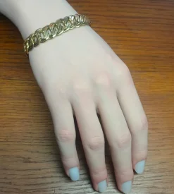 Bracelet maille américaine pleine en or jaune