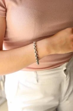 Bracelet Maille jaseron Or blanc