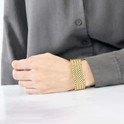Bracelet maille tressée en or jaune