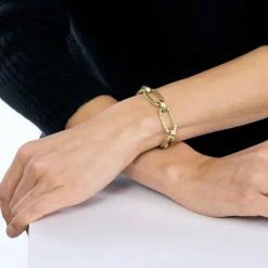 Bracelet maillons mats et polis or jaune