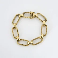 Bracelet maillons mats et polis or jaune