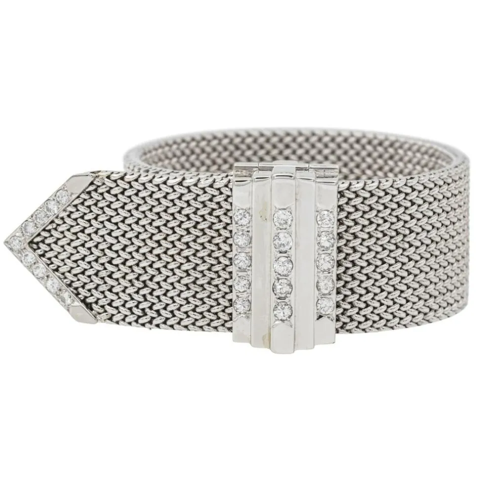 Bracelet Manchette Or blanc Diamant