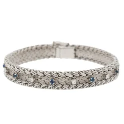 Bracelet Manchette Or blanc Diamant, Saphir