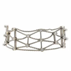 Bracelet Manchette Or blanc Diamant