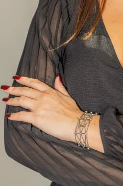 Bracelet Manchette Or blanc Diamant