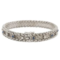 Bracelet Manchette Or blanc Diamant, Saphir