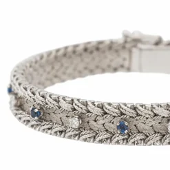 Bracelet Manchette Or blanc Diamant, Saphir