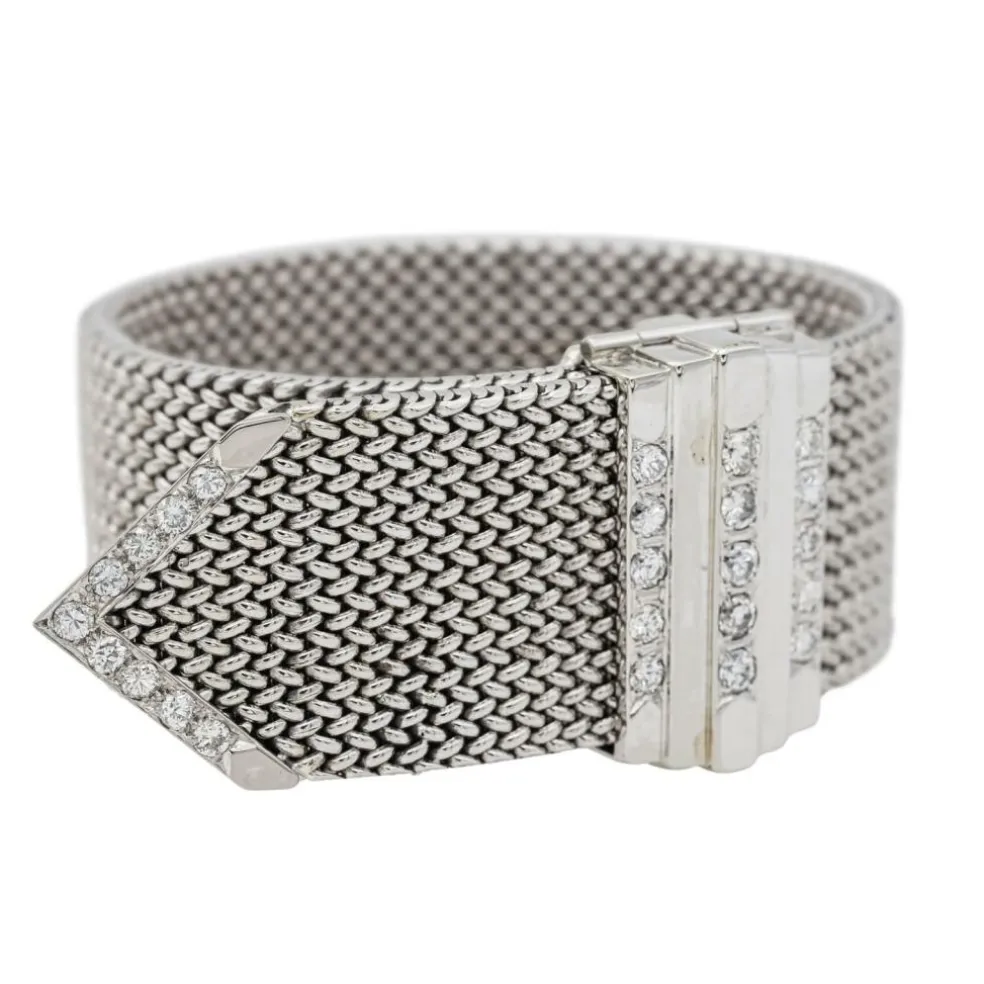 Bracelet Manchette Or blanc Diamant