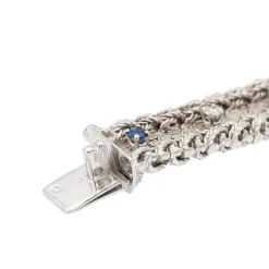 Bracelet Manchette Or blanc Diamant, Saphir