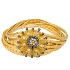 Bracelet Manchette Or jaune Diamant, Saphir