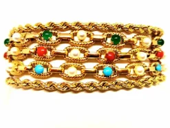 Bracelet Manchette Or jaune Cornaline