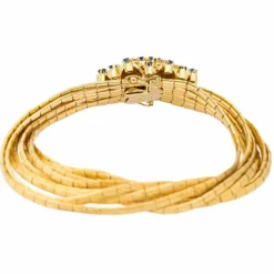 Bracelet Manchette Or jaune Diamant, Saphir