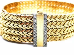 Bracelet Manchette Or jaune Diamant