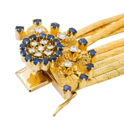 Bracelet Manchette Or jaune Diamant, Saphir
