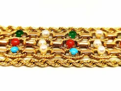 Bracelet Manchette Or jaune Cornaline