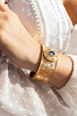 Bracelet Manchette Or rose Saphir
