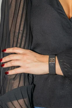 Bracelet Manchette Or rose Galuchat