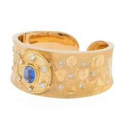 Bracelet Manchette Or rose Saphir